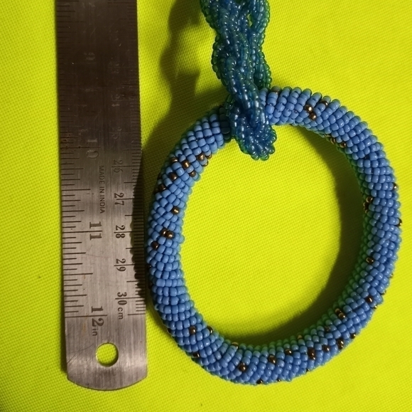 Blue twisted necklace bracelet set beaded seed beads - Picture 2 of 4